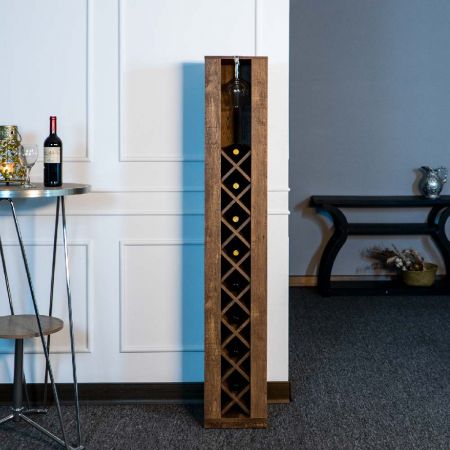 Brown Oak PB 160cm Upright Wine Cabinet Bar